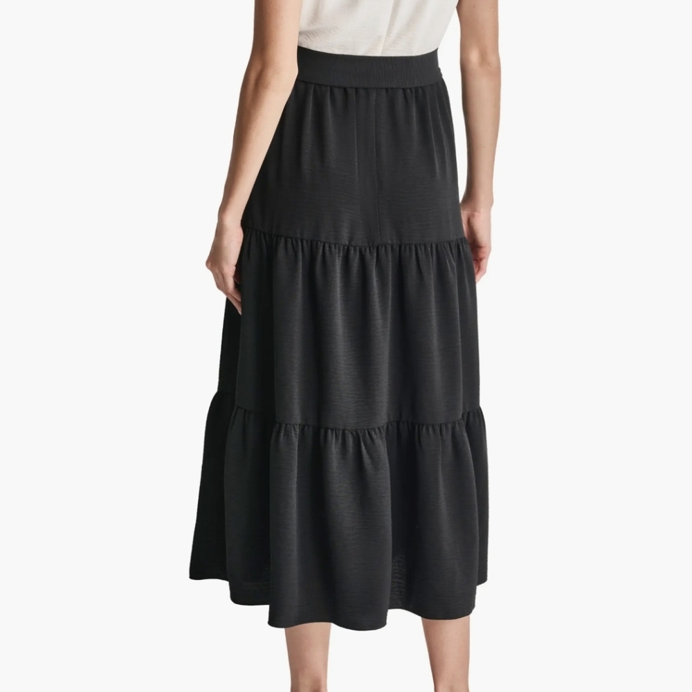 DKNY Tiered Black and White Sleeveless Dress - Picture 4 of 9